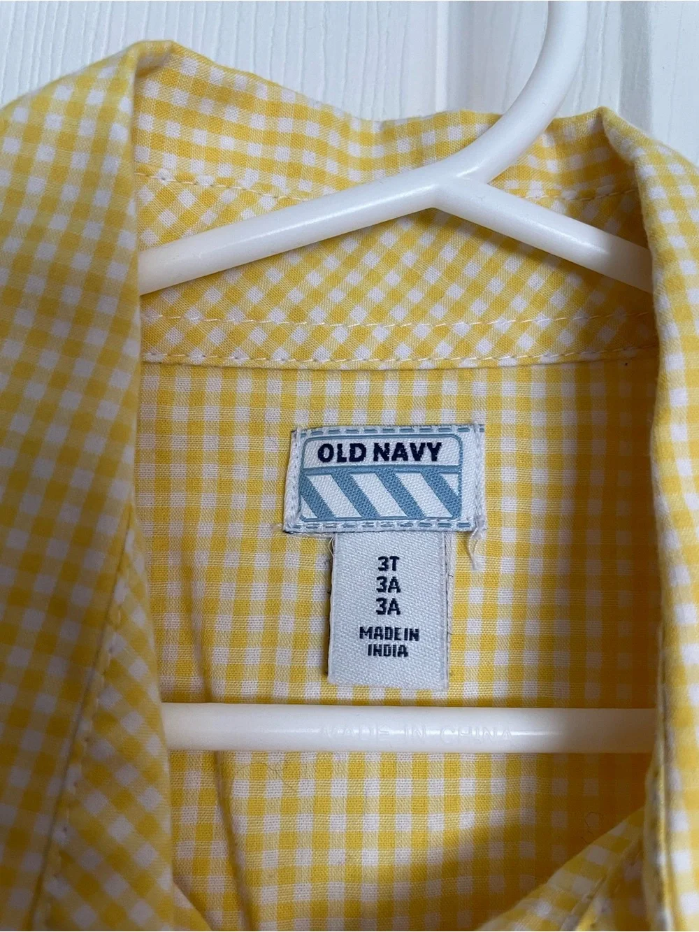 Old Navy 3T Classic Yellow Gingham Short-Sleeve Shirt for Kids